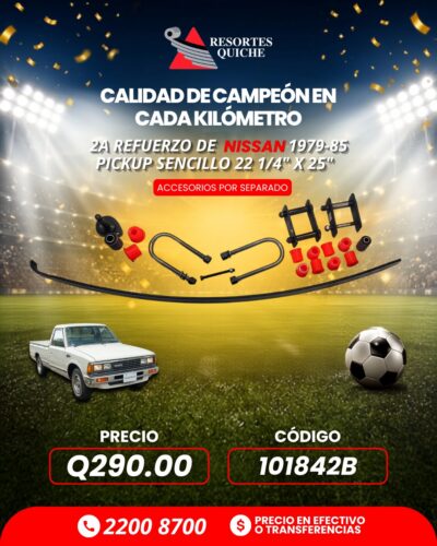 2a REFUERZO DE NISSAN 1979-85 PICKUP SENCILLO 22 1/4" X 25"