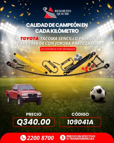 1a TOYOTA TACOMA SENCILLO PRERUNNER Y 4X4 1998-04 CON JOROBA PARTE LARGA