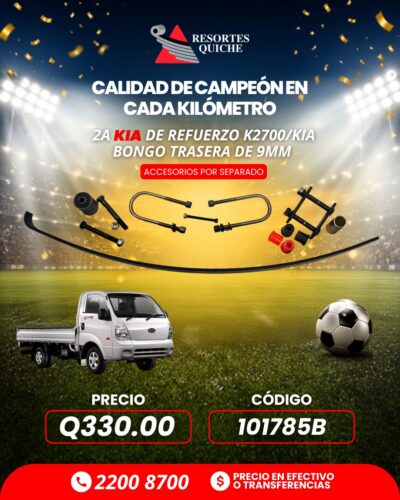 2a KIA DE REFUERZO K2700/KIA BONGO TRASERA DE 9mm