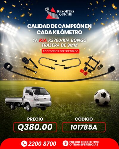 1a KIA K2700/KIA BONGO TRASERA DE 9mm