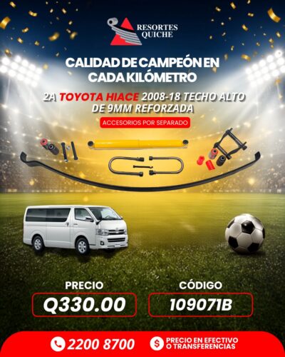 2a TOYOTA HIACE 2008-18 TECHO ALTO DE 9mm REFORZADA