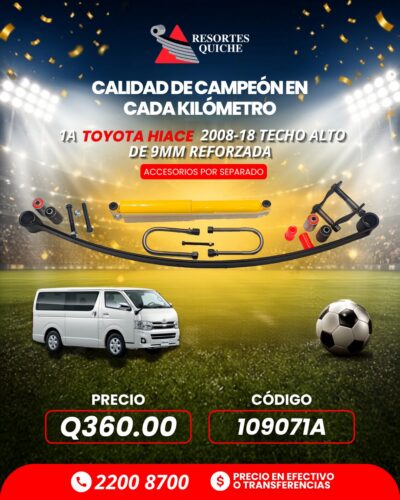 1a TOYOTA HIACE 2008-18 TECHO ALTO DE 9mm REFORZADA