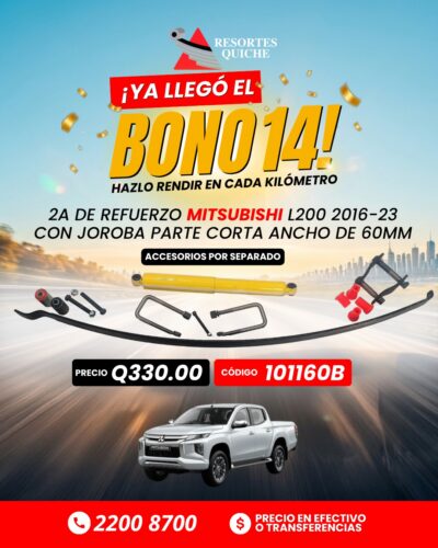 2a DE REFUERZO MITSUBISHI L200 2016-23 CON JOROBA PARTE CORTA ANCHO DE 60mm