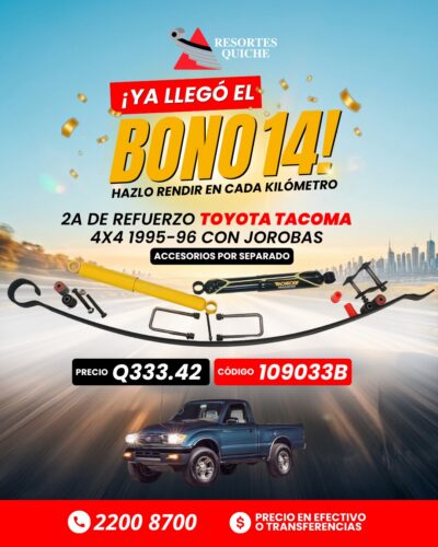 2a DE REFUERZO TOYOTA TACOMA 4X4 1995-96 CON JOROBAS