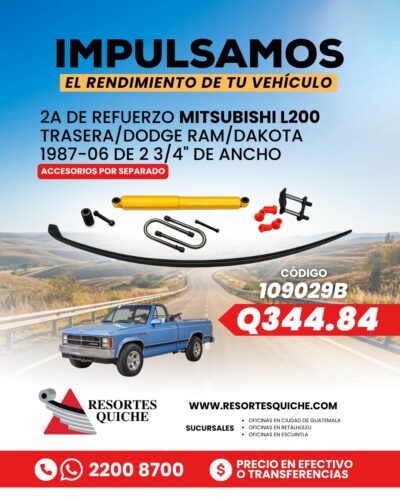 2a DE REFUERZO MITSUBISHI L200 TRASERA/DODGE RAM/DAKOTA 1987-06 DE 2 3/4" DE ANCHO