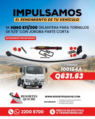 1a HINO 611/300 DELANTERA PARA TORNILLOS DE 5/8" CON JOROBA PARTE CORTA