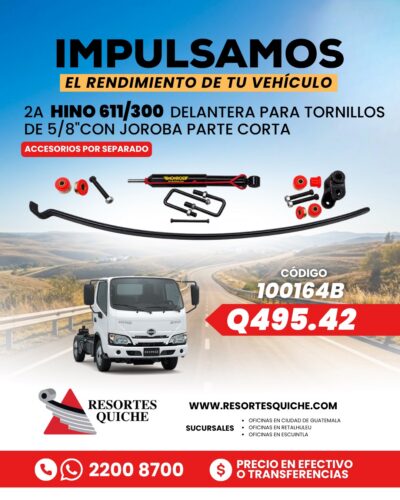 2a HINO 611/300 DELANTERA PARA TORNILLOS DE 5/8" CON JOROBA PARTE CORTA