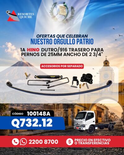 1a HINO DUTRO/916 TRASERO PARA PERNOS DE 25mm ANCHO DE 2 3/4"