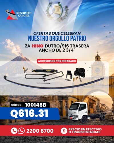 2a HINO DUTRO/916 TRASERA ANCHO DE 2 3/4"
