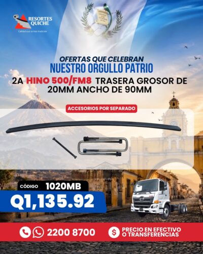 2a HINO 500/FM8 TRASERA GROSOR DE 20mm ANCHO DE 90mm