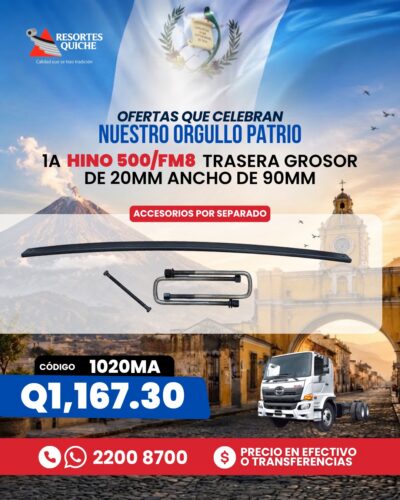 1a HINO 500/FM8 TRASERA GROSOR DE 20mm ANCHO DE 90mm